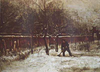 Vincent Van Gogh The Parsonage Garden at Nuenen in the Snow Norge oil painting art